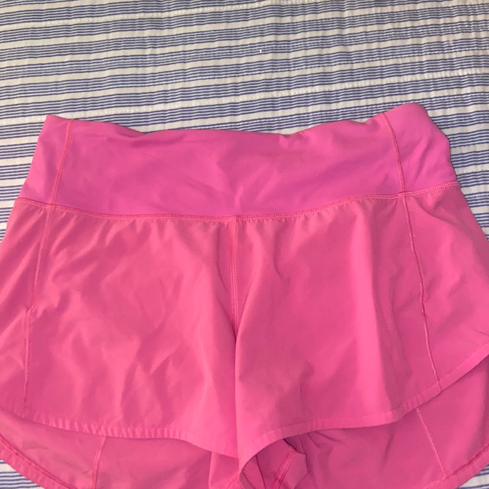 Lululemon pink sped up shorts 4 inch inseam